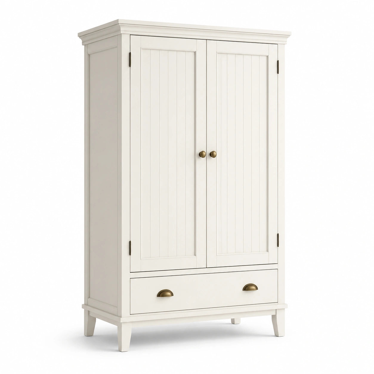 Armoire en bois avec tiroir et portes doubles couleur crème