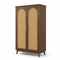 Armoire en bois et rotin 180 cm brun et beige