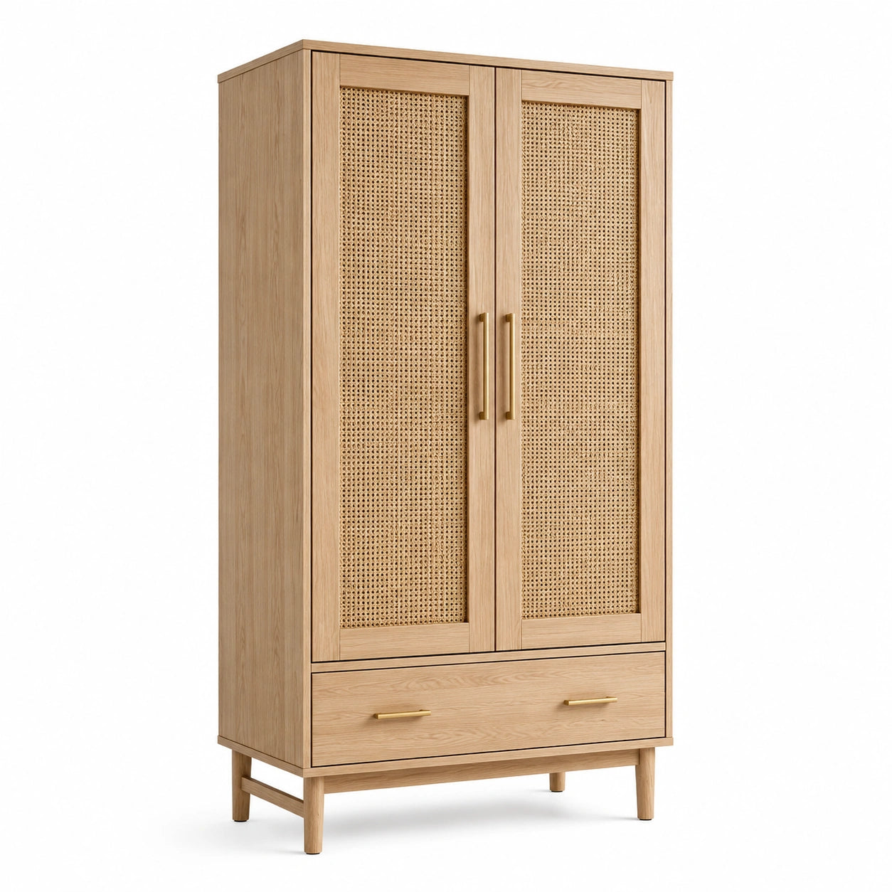 Armoire en bois et rotin avec tiroir 185x100x50 cm