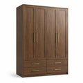 Armoire en bois de noyer avec 4 portes et tiroirs 180 x 60 x 200 cm