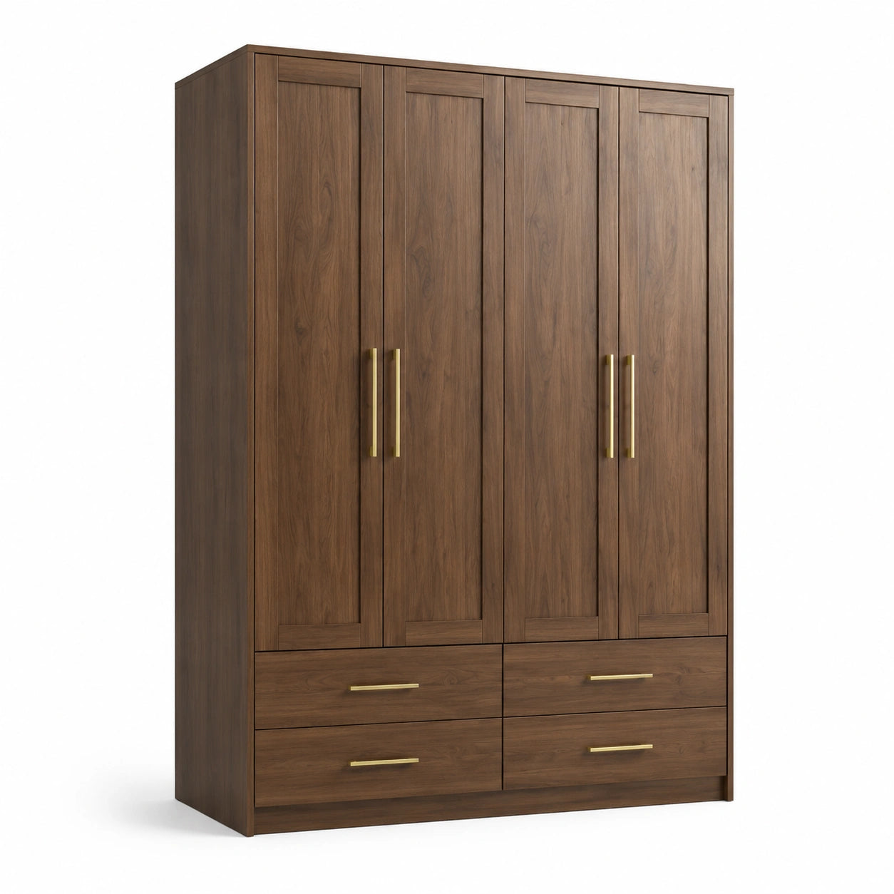 Armoire en bois de noyer avec 4 portes et tiroirs 180 x 60 x 200 cm