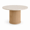 Table ronde en terrazzo et bois clair 120 cm