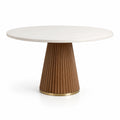 Table ronde en bois et marbre blanc