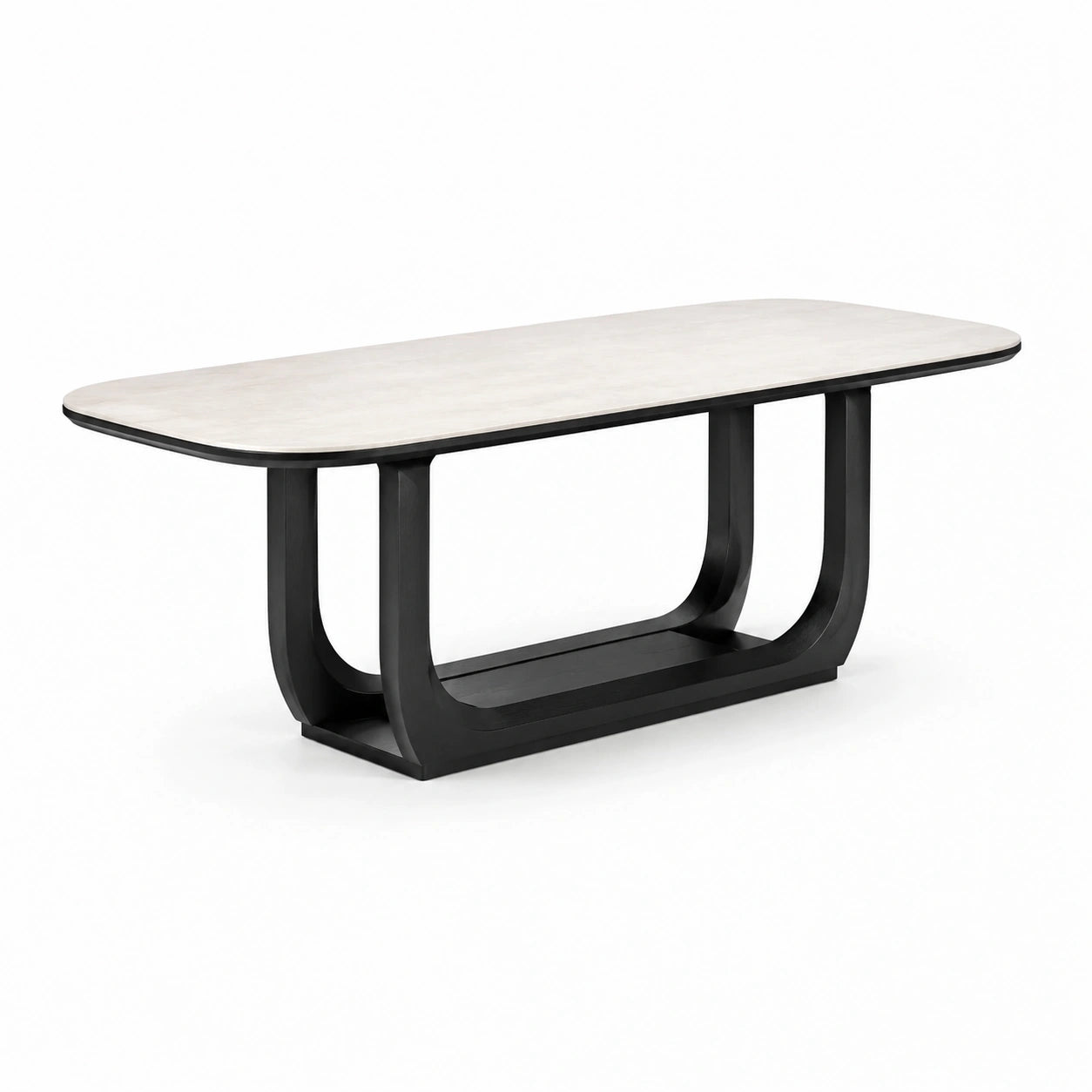 Table de salle à manger ovale en bois et métal noir 200x100 cm