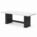 Table à manger en marbre et métal noir 200x100x75 cm