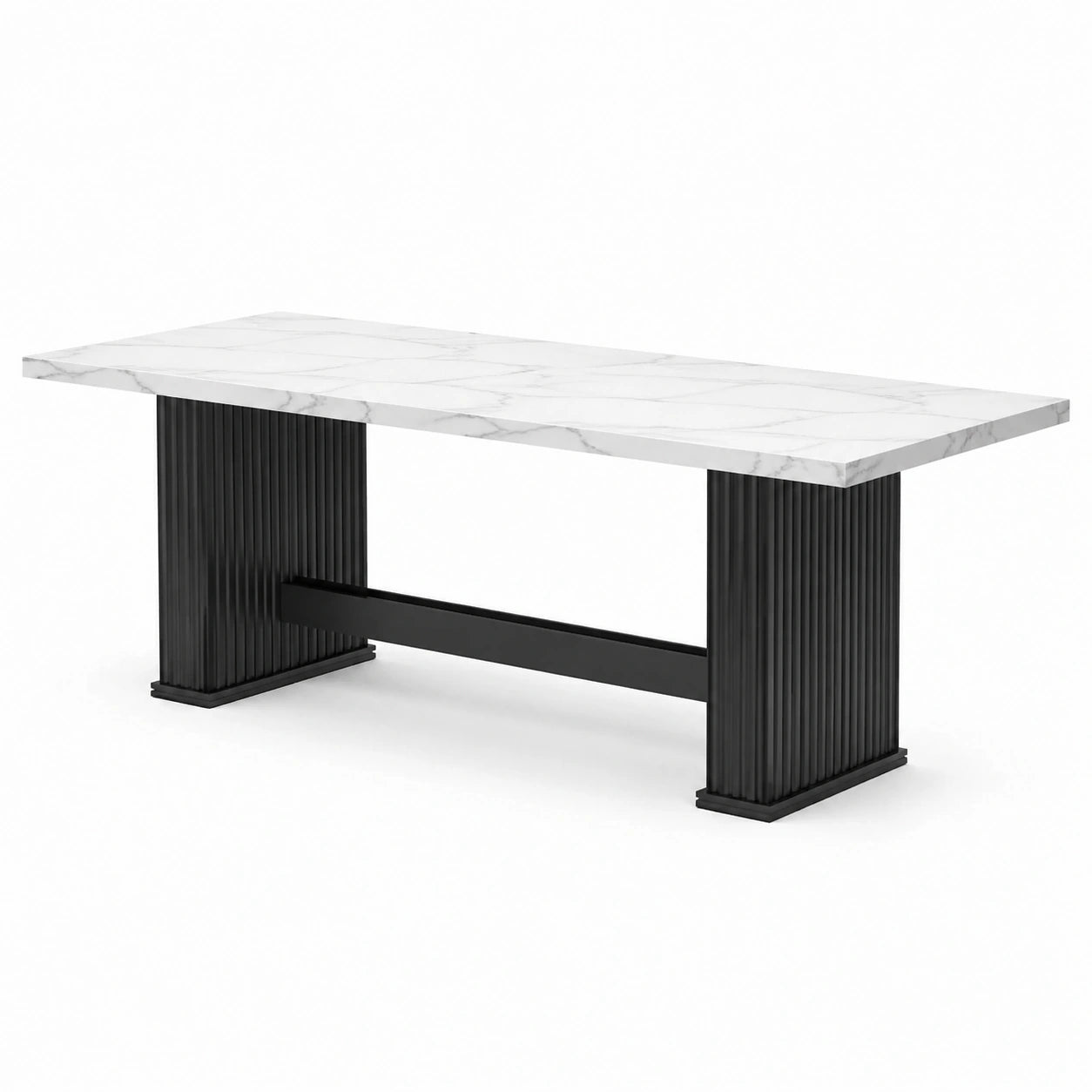 Table à manger en marbre et métal noir 200x100x75 cm