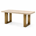 Table rectangulaire travertin pieds métal doré 200x100x75 cm