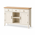 Buffet en bois crème avec dessus en chêne