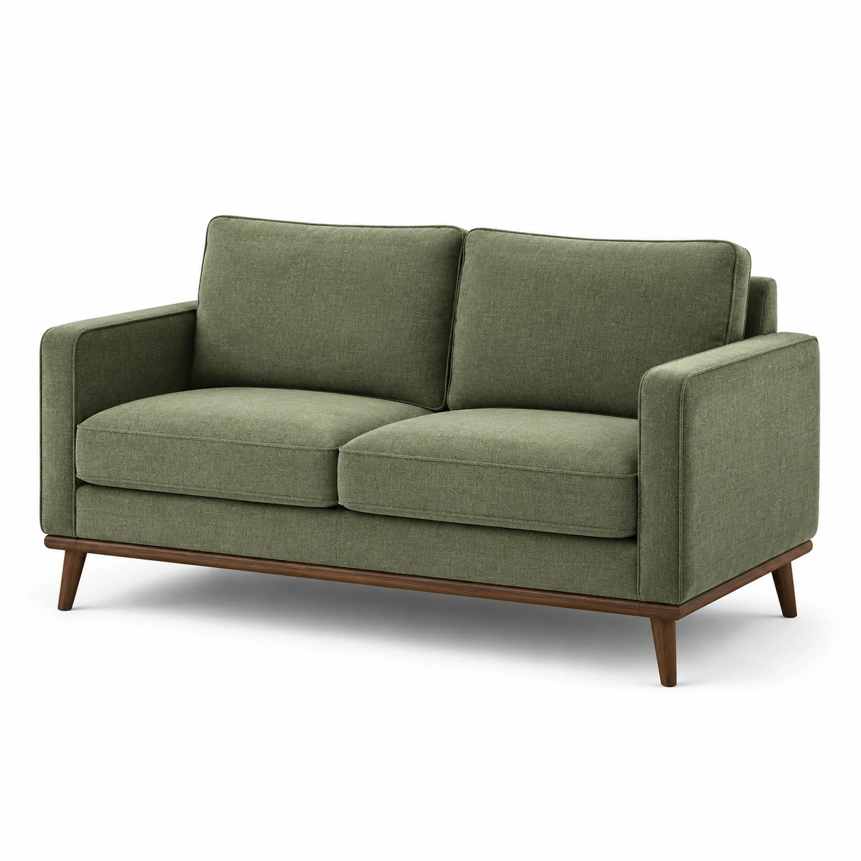 Canapé en bois et tissu polyester vert