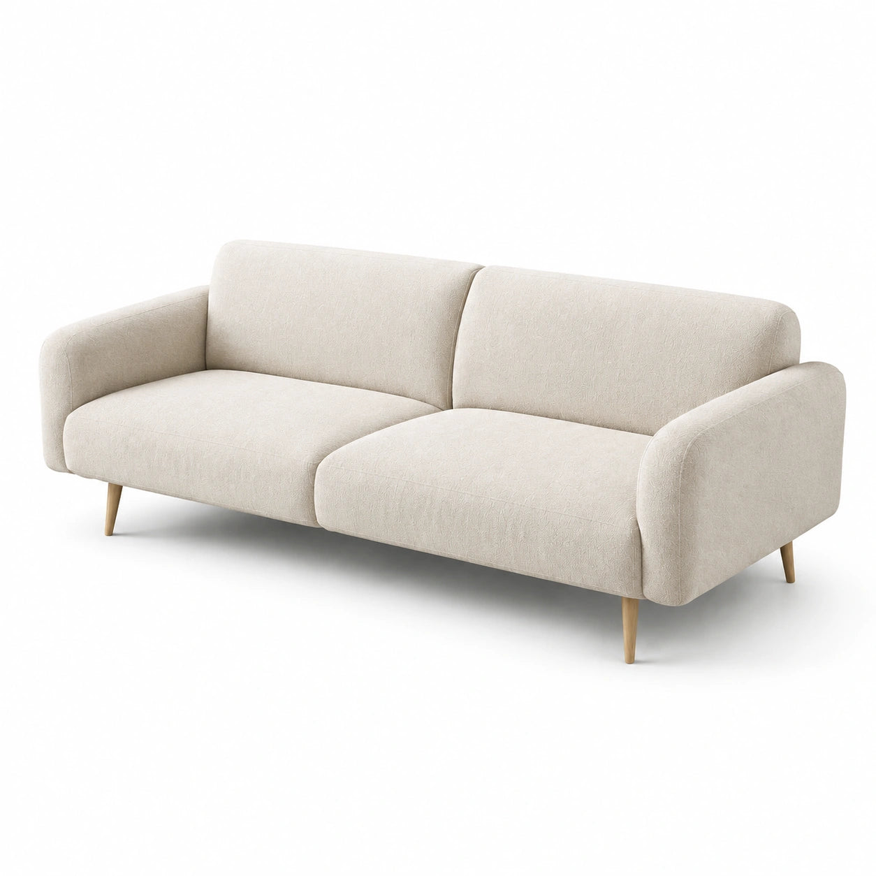 Canapé 3 places en bois et tissu beige