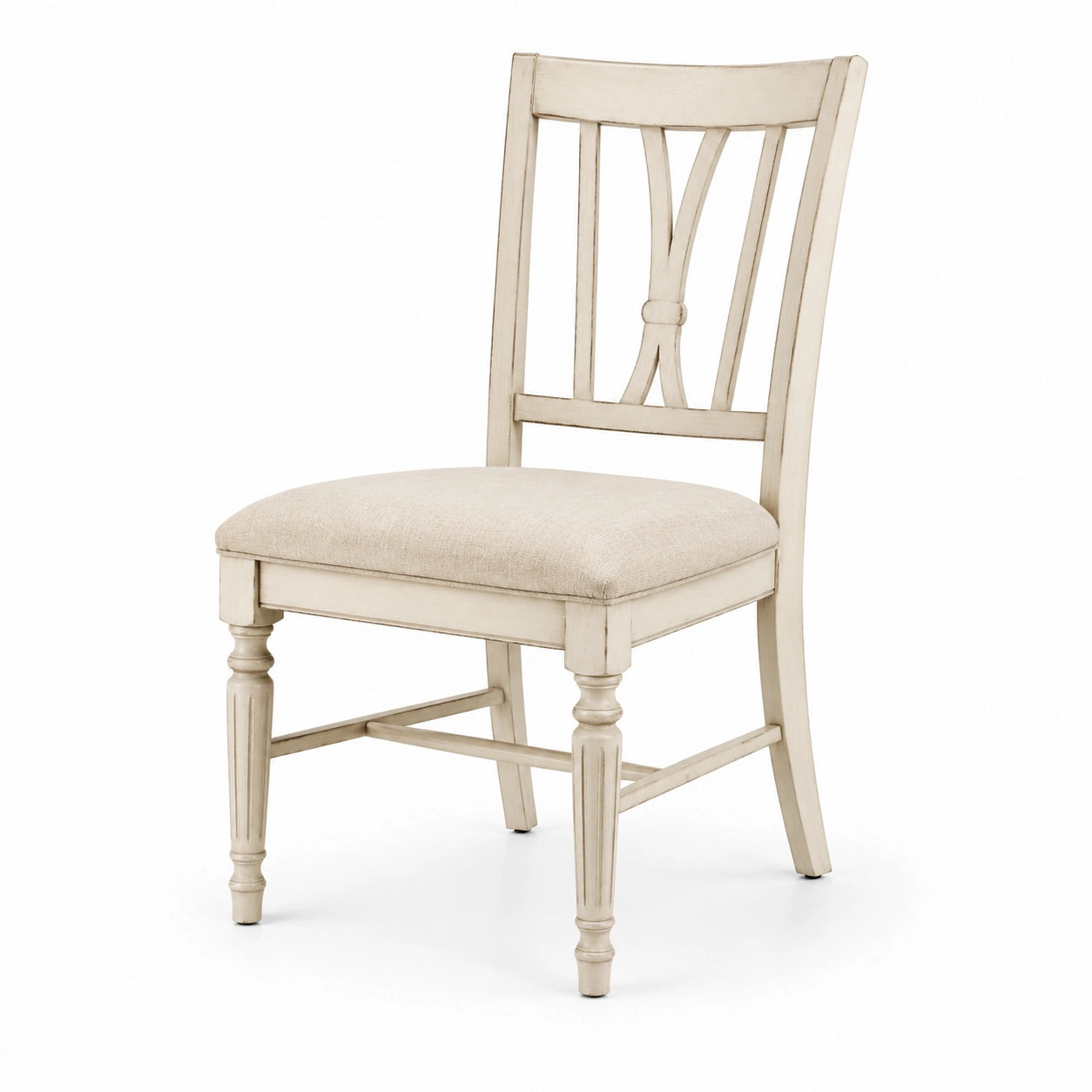 Chaise en bois beige avec assise en tissu rembourré