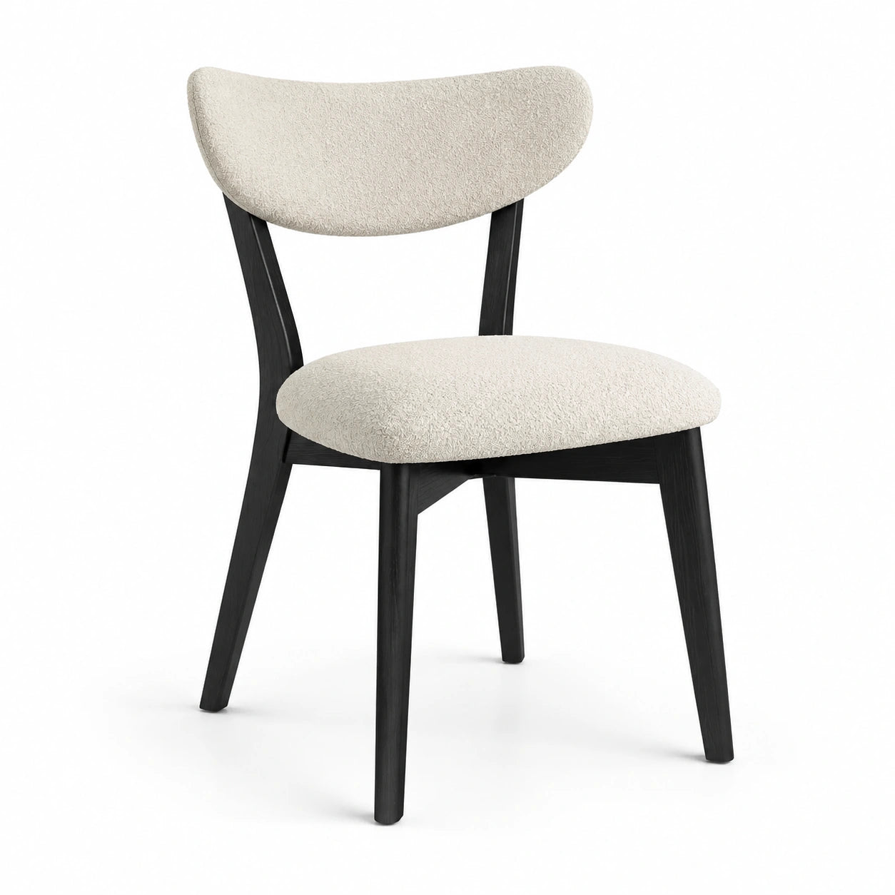 Chaise en bois noir avec revêtement en polyester beige