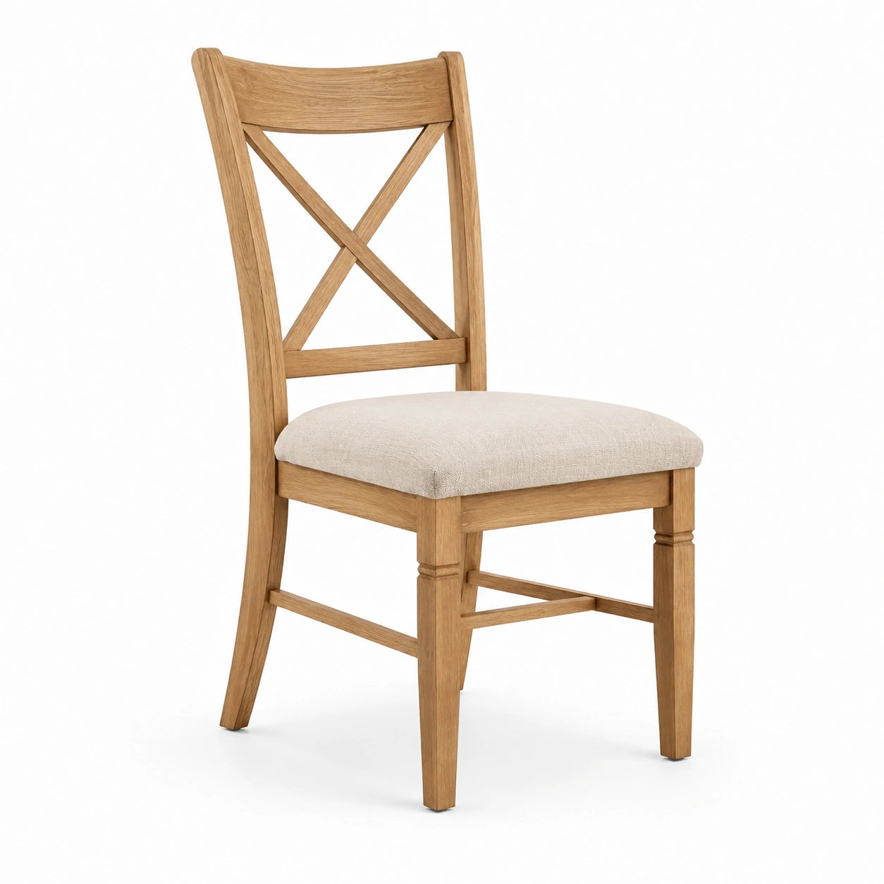 Chaise en bois de chêne avec assise en lin beige
