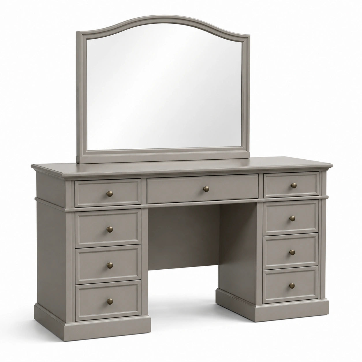 Coiffeuse en bois avec miroir et tiroirs gris