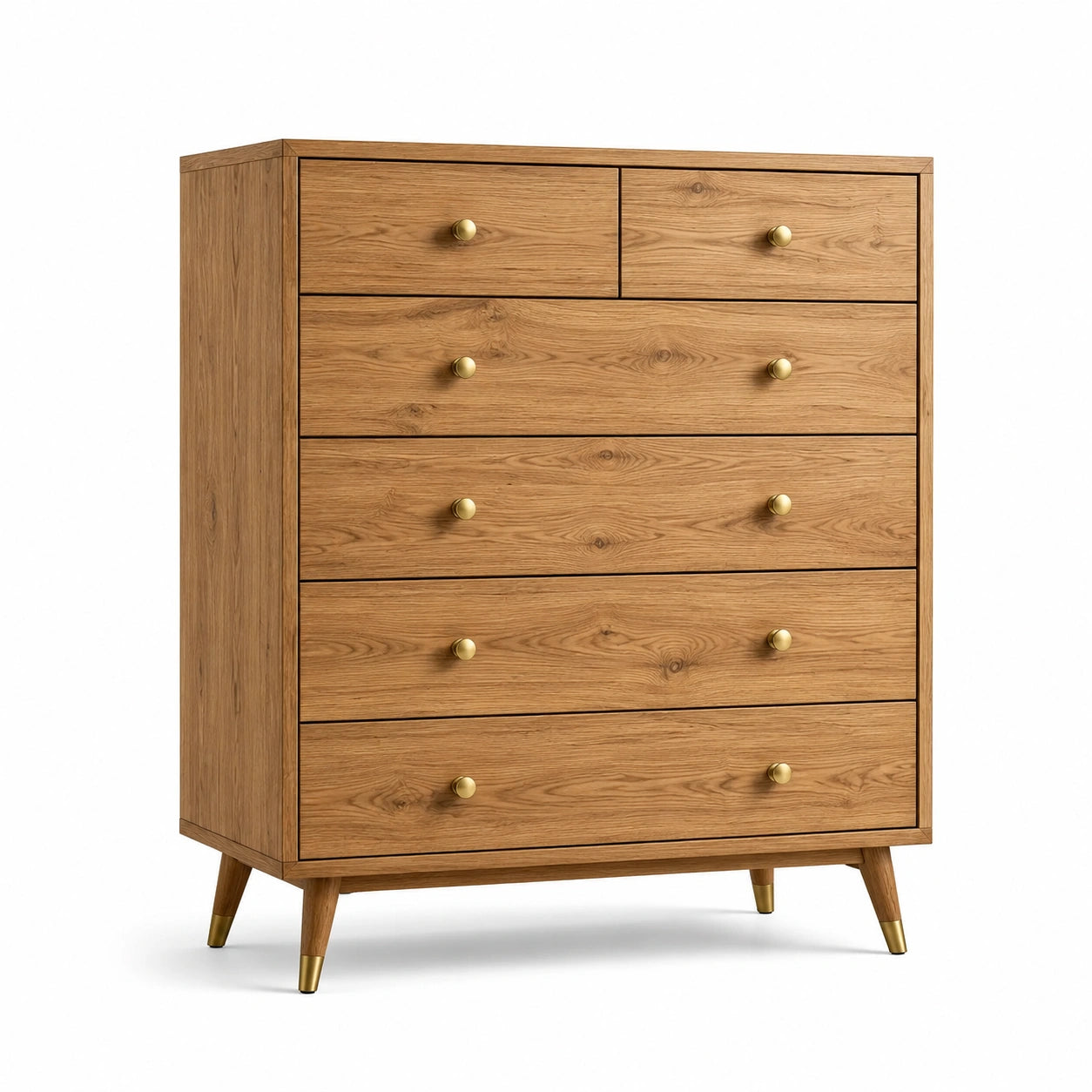 Commode en bois avec 6 tiroirs en chêne