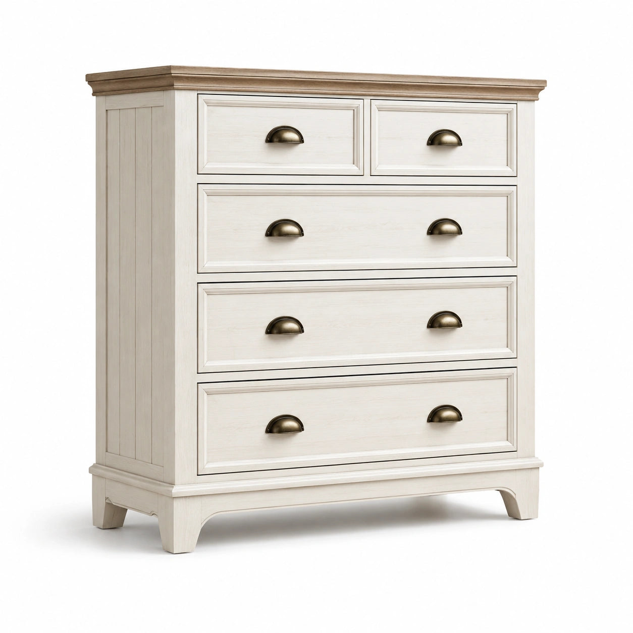 Commode en bois avec 5 tiroirs et poignées en métal