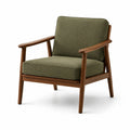 Fauteuil en bois et tissu vert