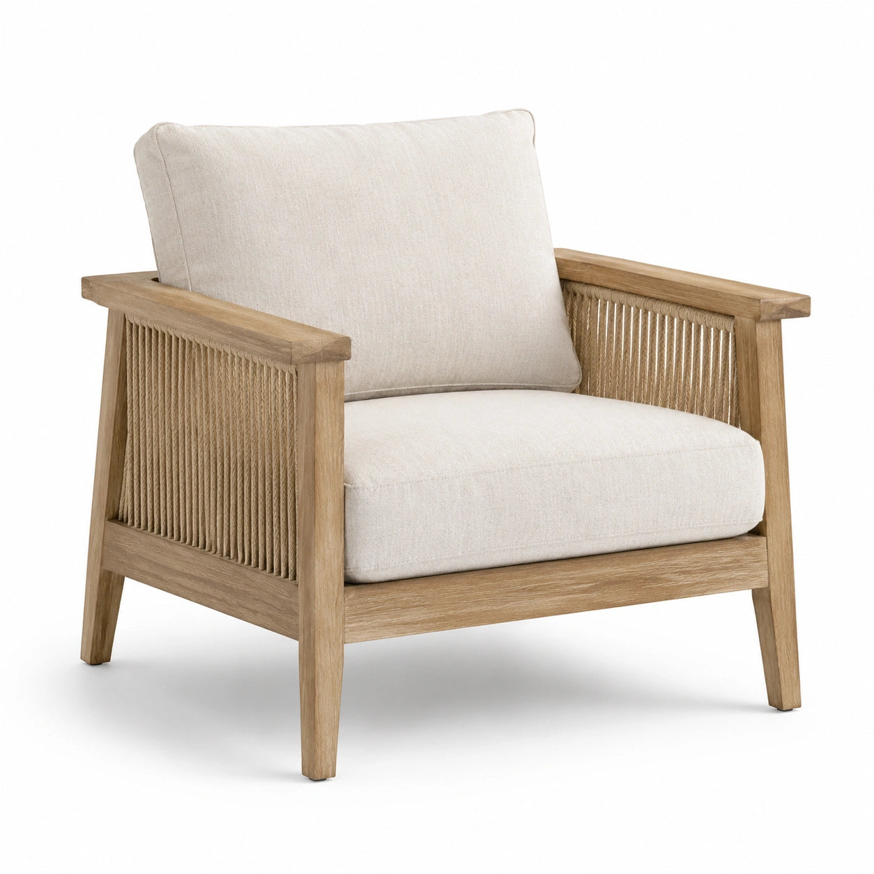 Fauteuil en chêne avec coussins en polyester