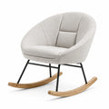 Fauteuil à bascule en tissu, bois et métal, gris clair