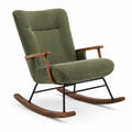 Fauteuil à bascule en bois et tissu côtelé vert