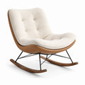 Fauteuil à bascule en tissu et cuir synthétique beige et marron